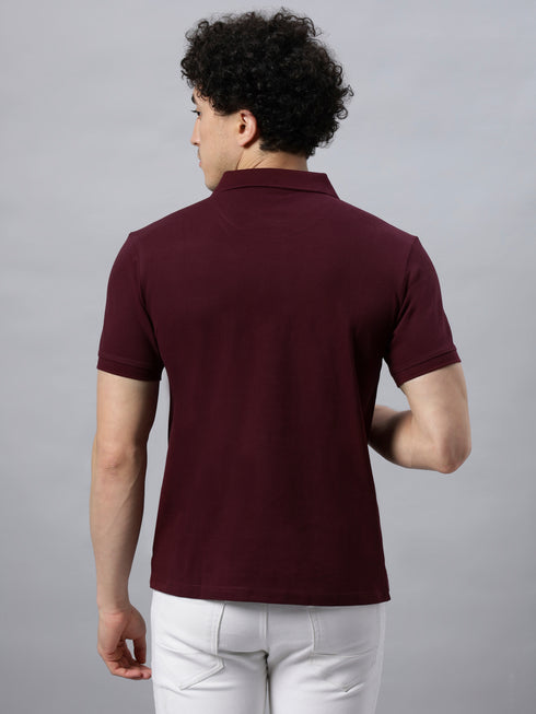 Classic Comfort: Men's 100% Cotton Polo T-shirt Maroon